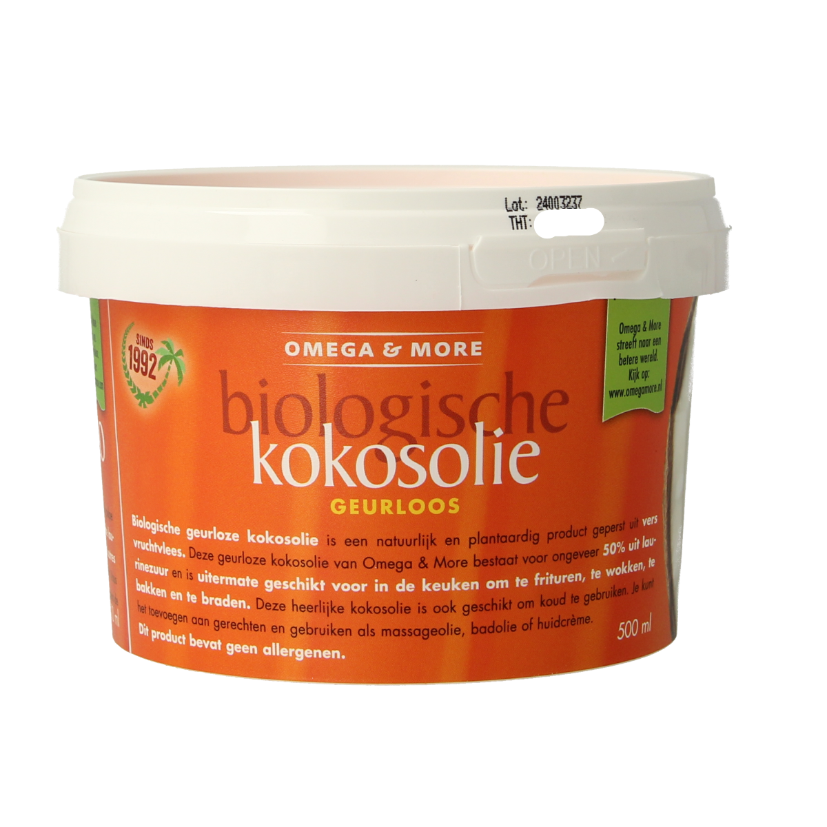 Omega & More Kokosolie geurloos bio 500ml 500.00 Milliliter