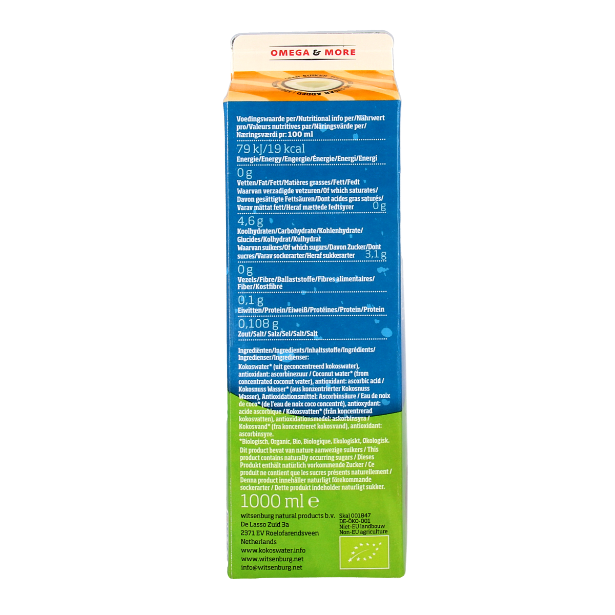 Omega & More Kokoswater bio 1.00 Liter