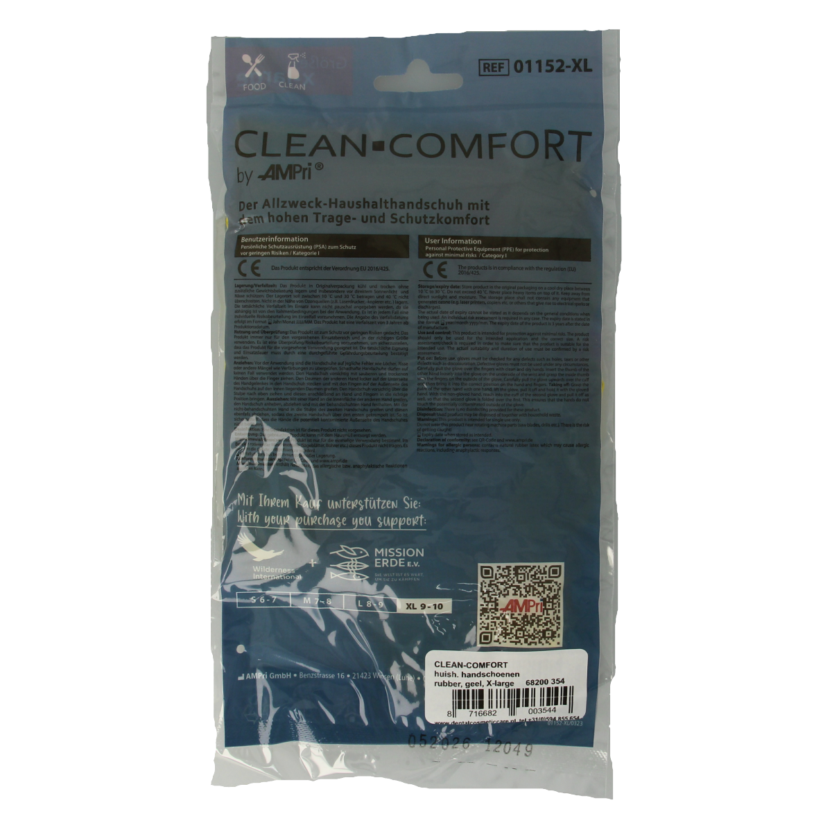 CLEAN-COMFORT Huishoudhandschoen geel maat XL 1.00 Paar