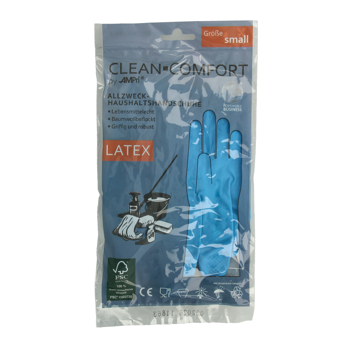 CLEAN-COMFORT Huishoudhandschoen blauw maat S 1.00 Paar