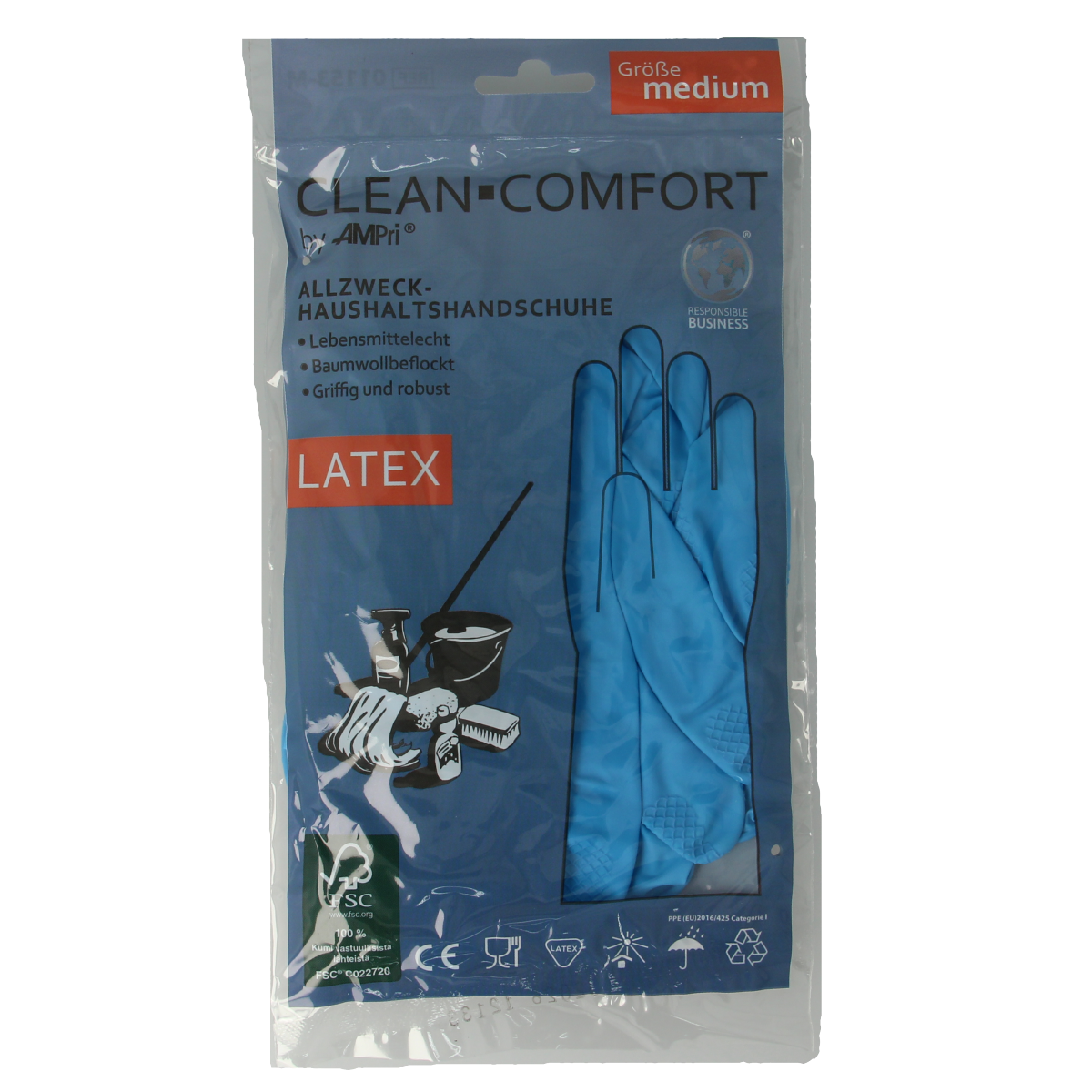 CLEAN-COMFORT Huishoudhandschoen blauw maat M 1.00 Paar