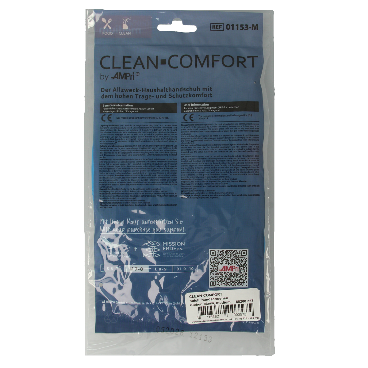 CLEAN-COMFORT Huishoudhandschoen blauw maat M 1.00 Paar