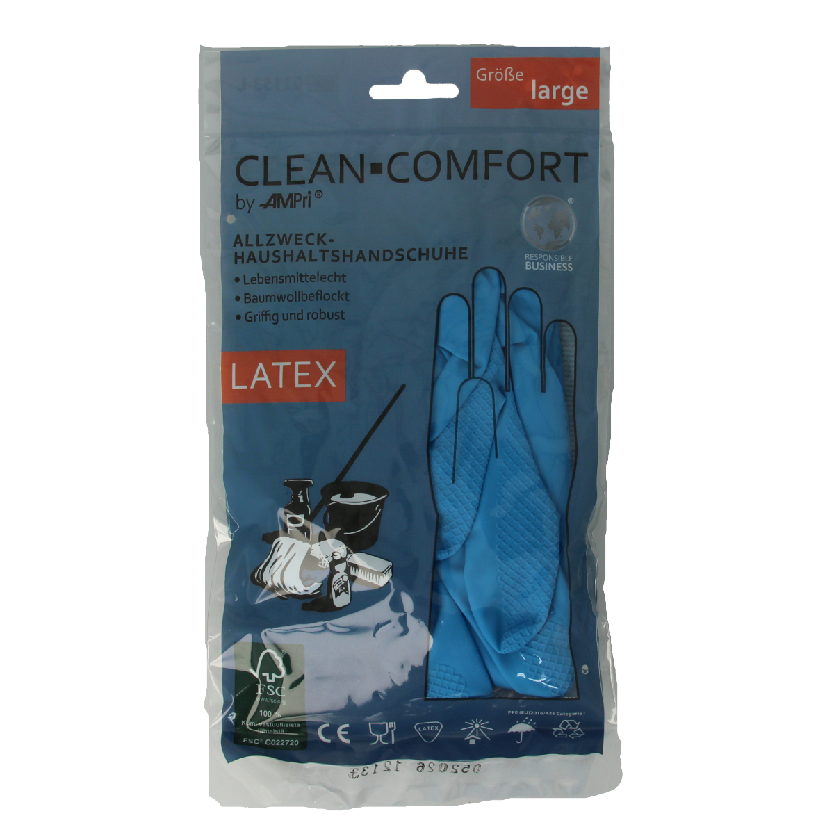 CLEAN-COMFORT Huishoudhandschoen blauw maat L 1.00 Paar
