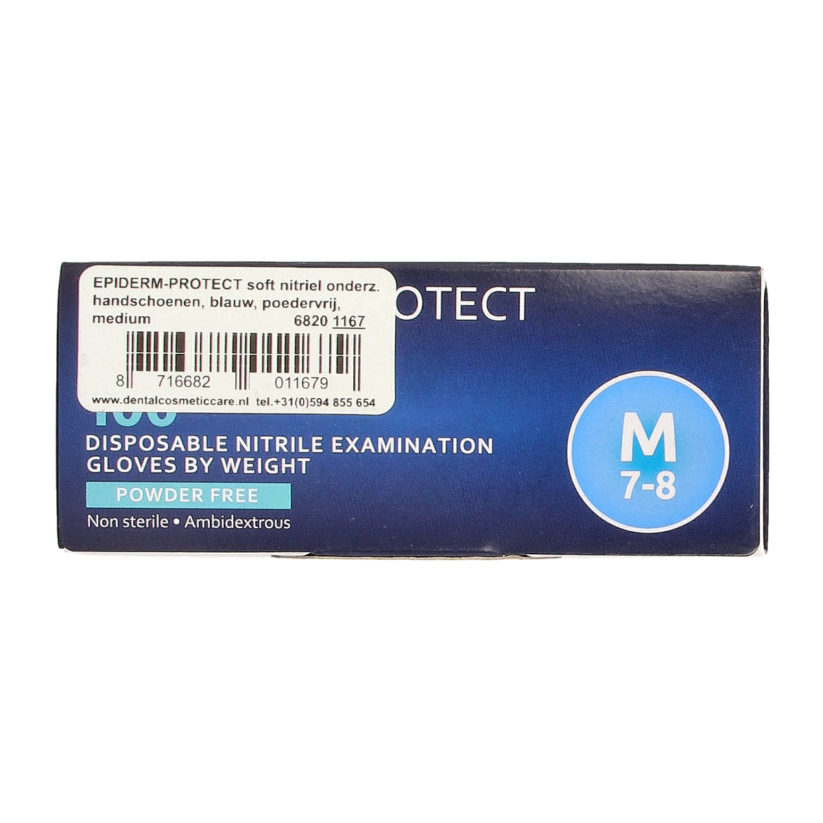 Epiderm Protect Nitriel onderzoekhandschoen poedervrij M blauw 100.00 Stuks