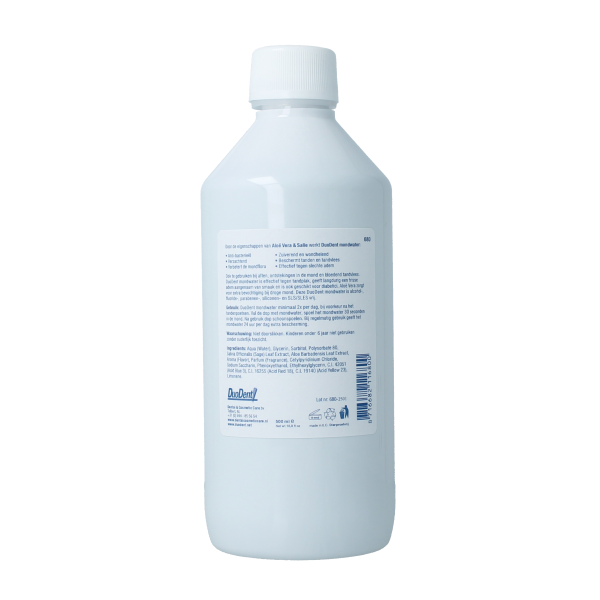 Duodent Mondwater aloe vera/salie 500.00 Milliliter