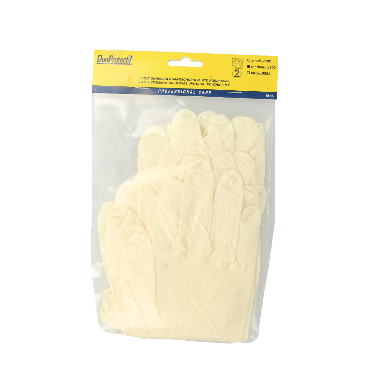 Duoprotect Handschoen latex poedervrij medium 10.00 Stuks
