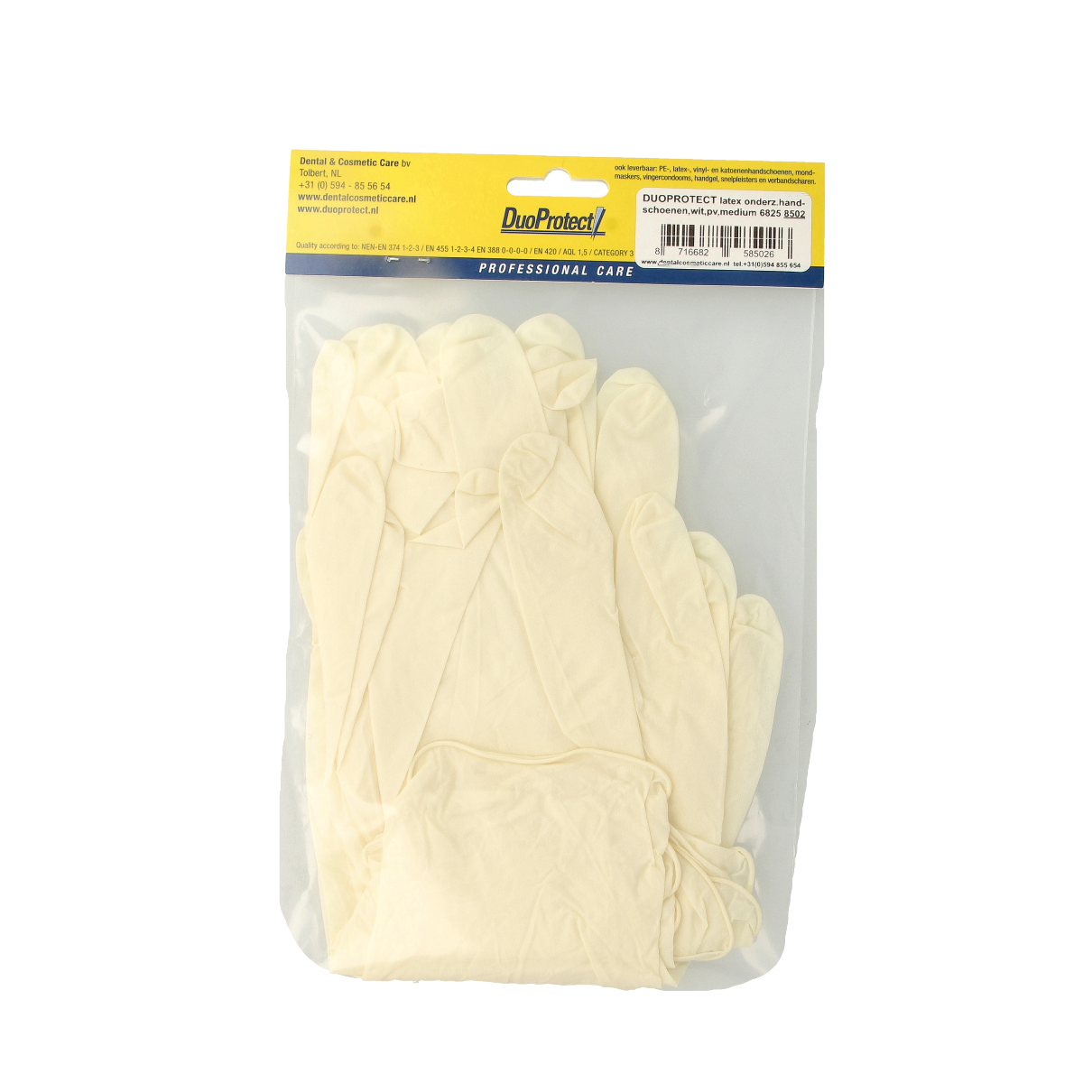 Duoprotect Handschoen latex poedervrij medium 10.00 Stuks