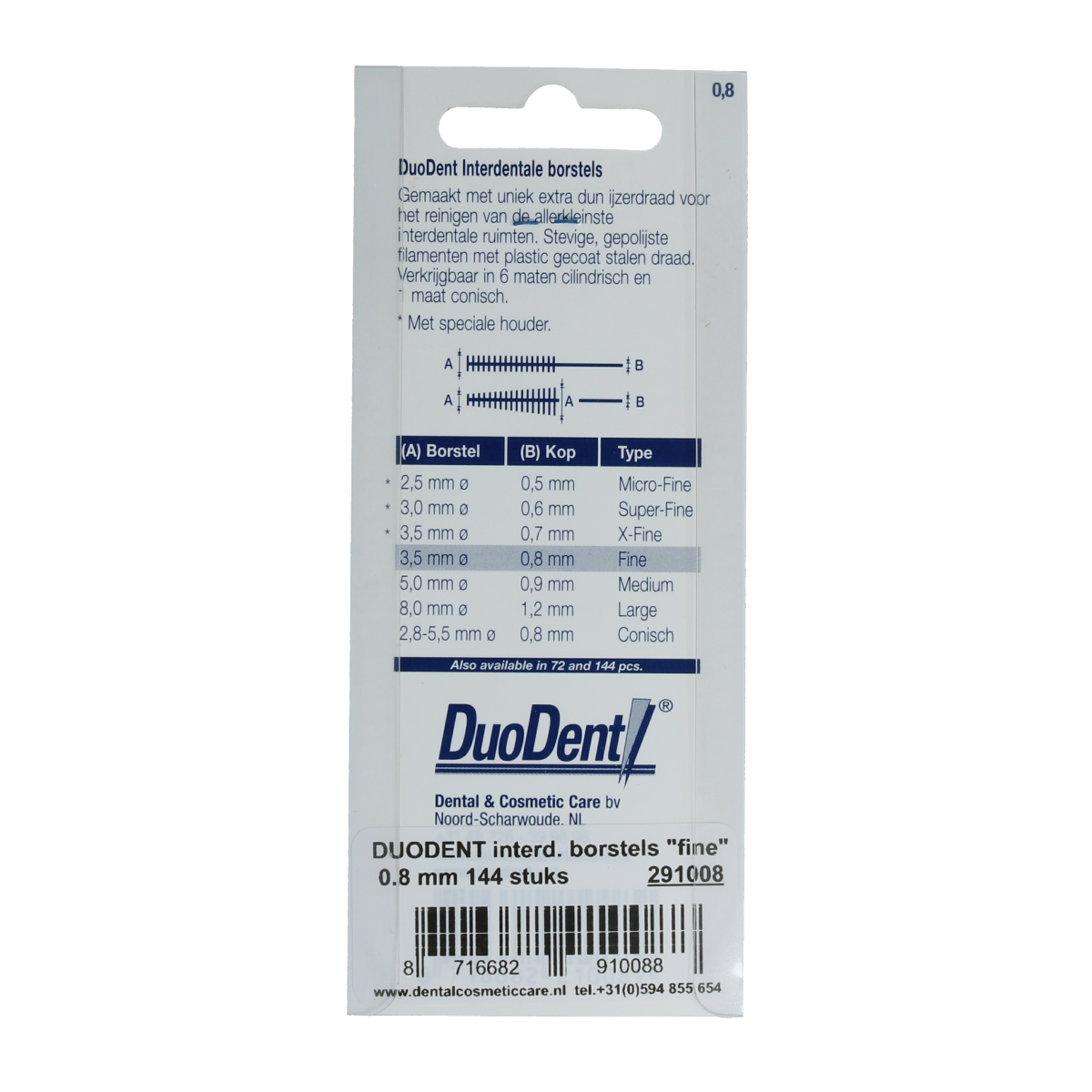 Duodent Interdentaal borstel fine 0.8 144.00 Stuks