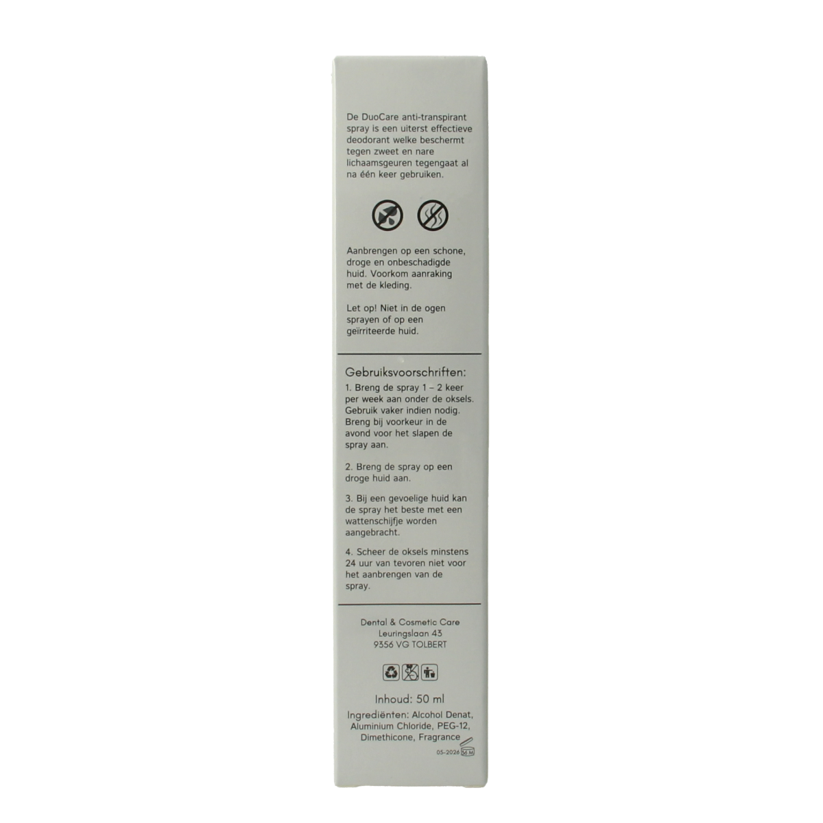 Duocare Anti transpirant spray extra sterk 50.00 Milliliter
