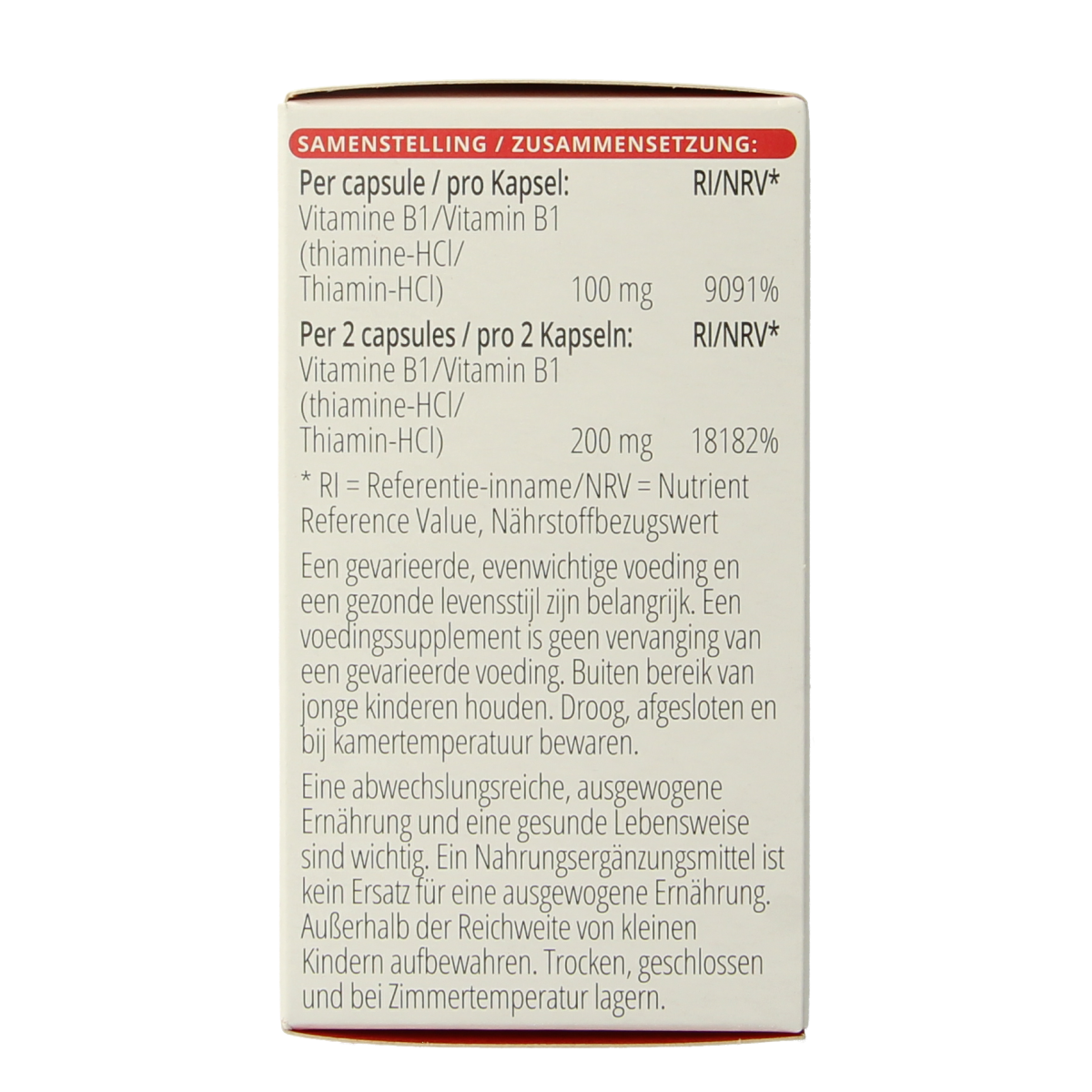 Vitals Vitamine B1 thiamine 100mg 100.00 Capsules
