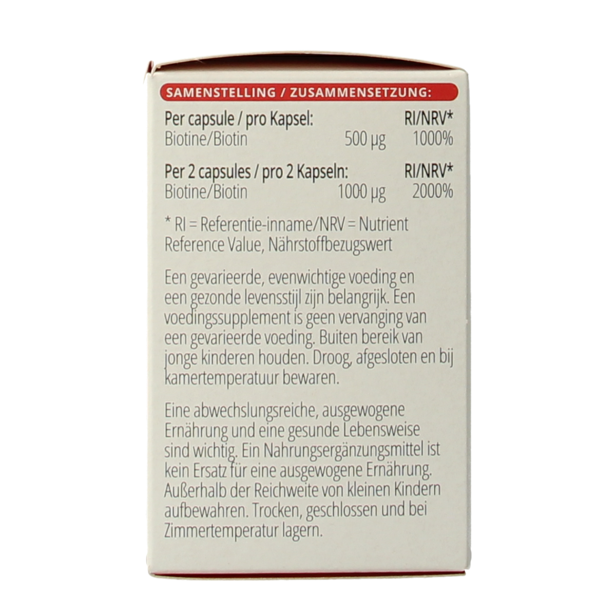 Vitals Biotine 500 mcg 100.00 Capsules