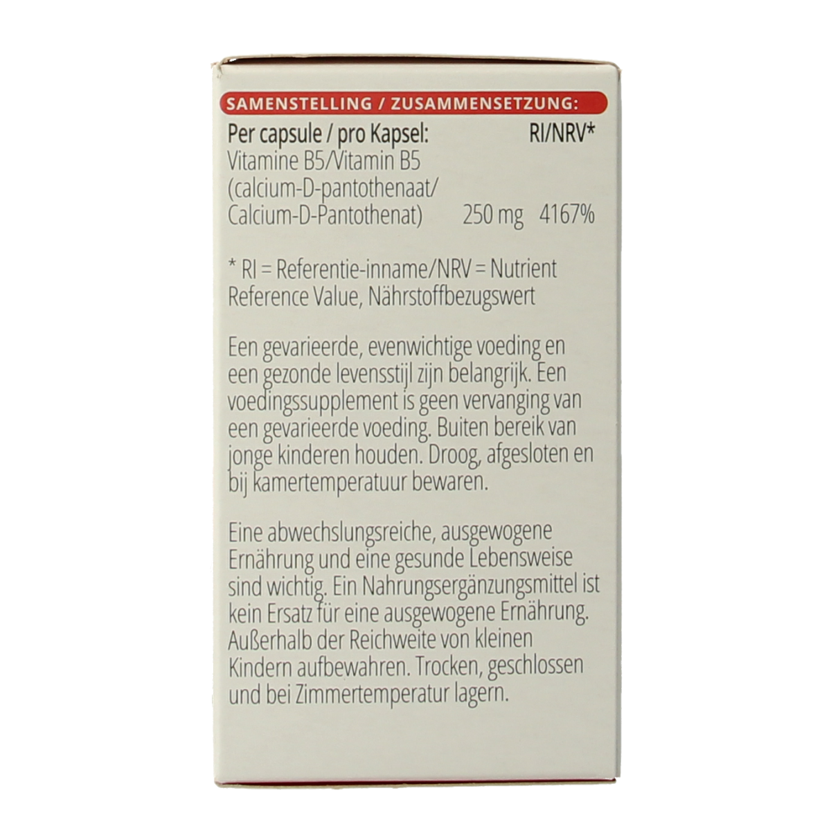 Vitals Vitamine B5 250mg 100.00 Capsules