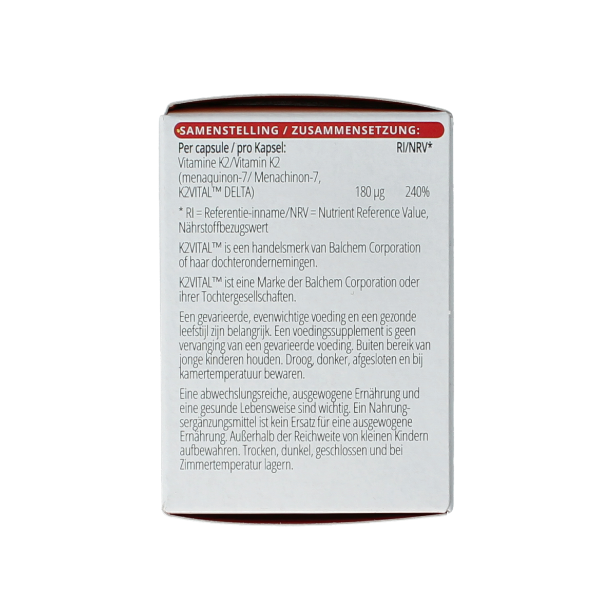 Vitals Vitamine K2 180mcg 60.00 Vegetarische capsules
