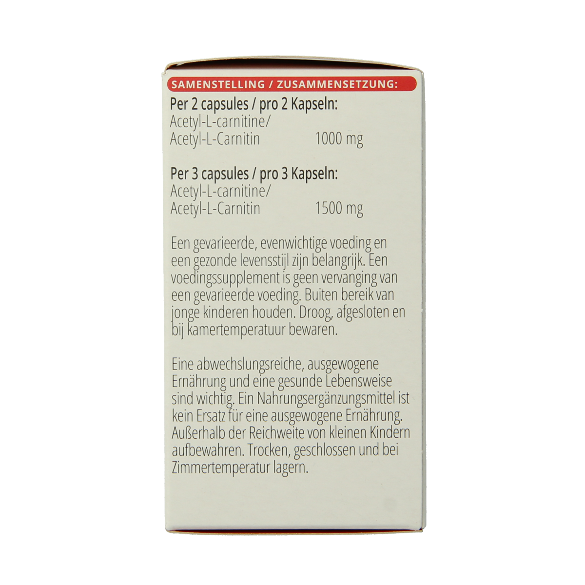 Vitals Acetyl-L-Carnitine 500mg 60.00 Vegetarische capsules