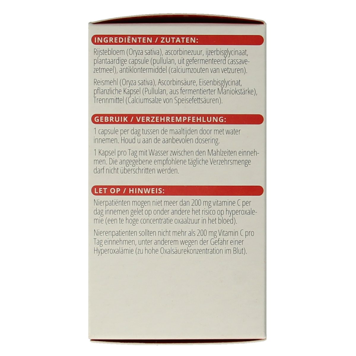 Vitals IJzer 25mg met vitamine C 100.00 Capsules