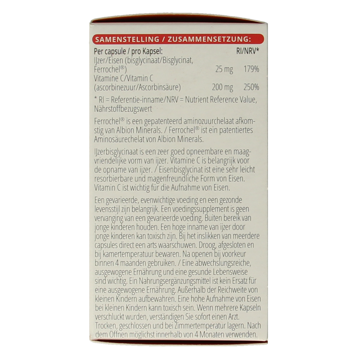 Vitals IJzer 25mg met vitamine C 100.00 Capsules