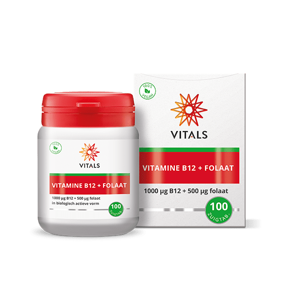 Vitals Vitamine B12 1000 mcg folaat 500 mcg 100.00 Zuigtabletten