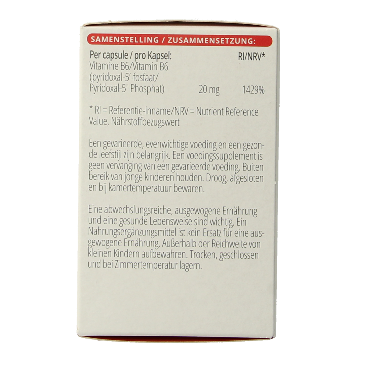 Vitals Vitamine B6 20 mg 100.00 Capsules