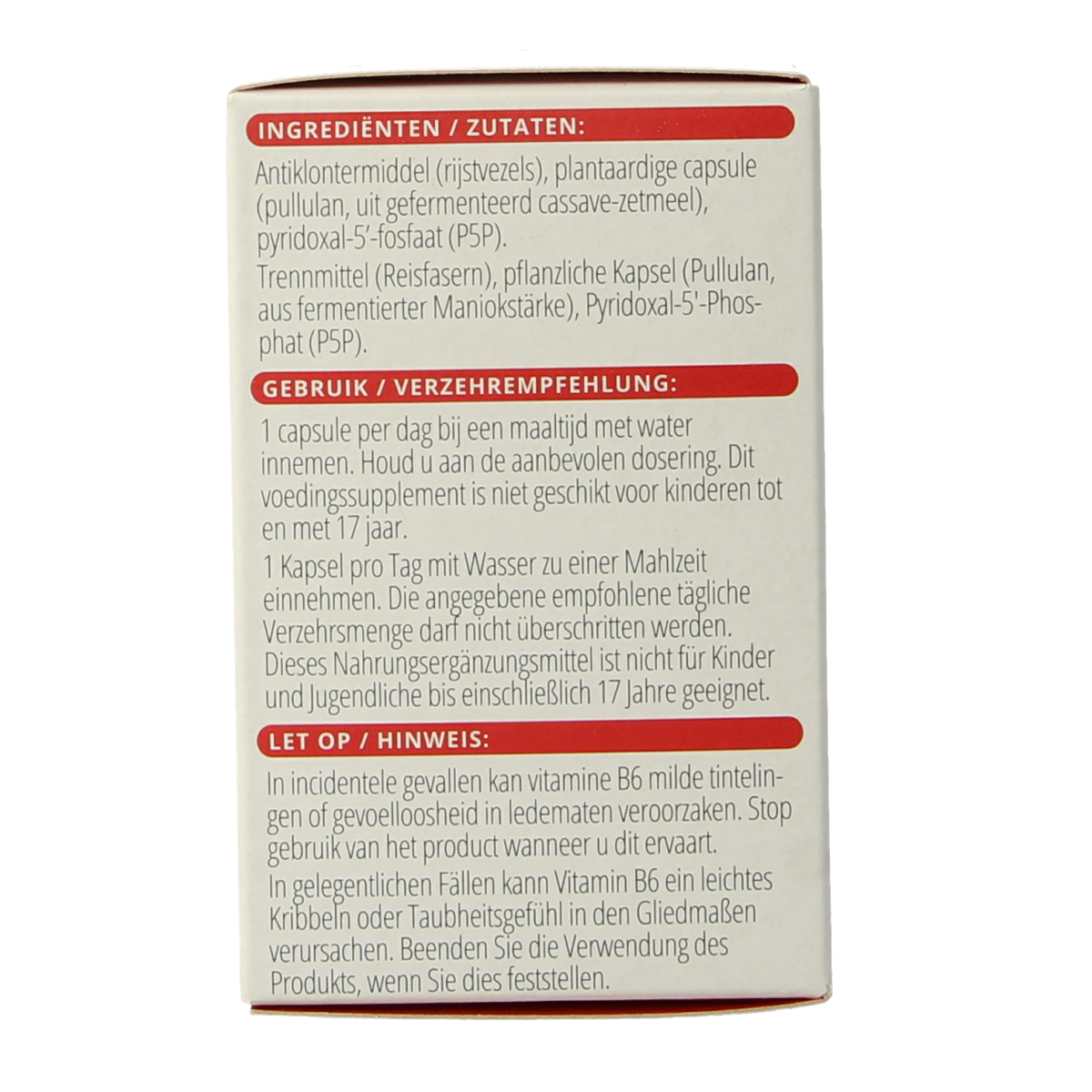 Vitals Vitamine B6 20 mg 100.00 Capsules