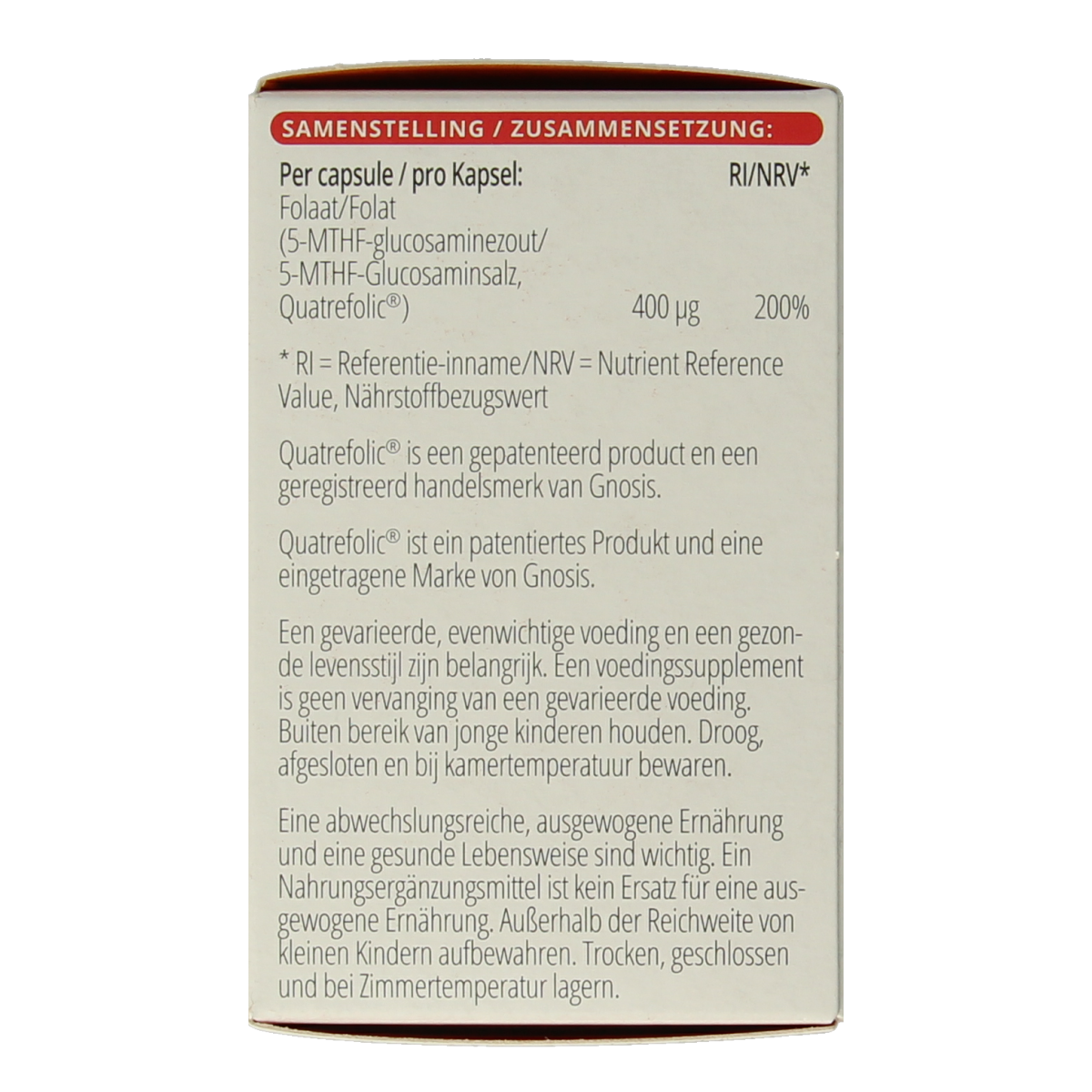 Vitals Folaat 5-MTHF 400 mcg 100.00 Capsules