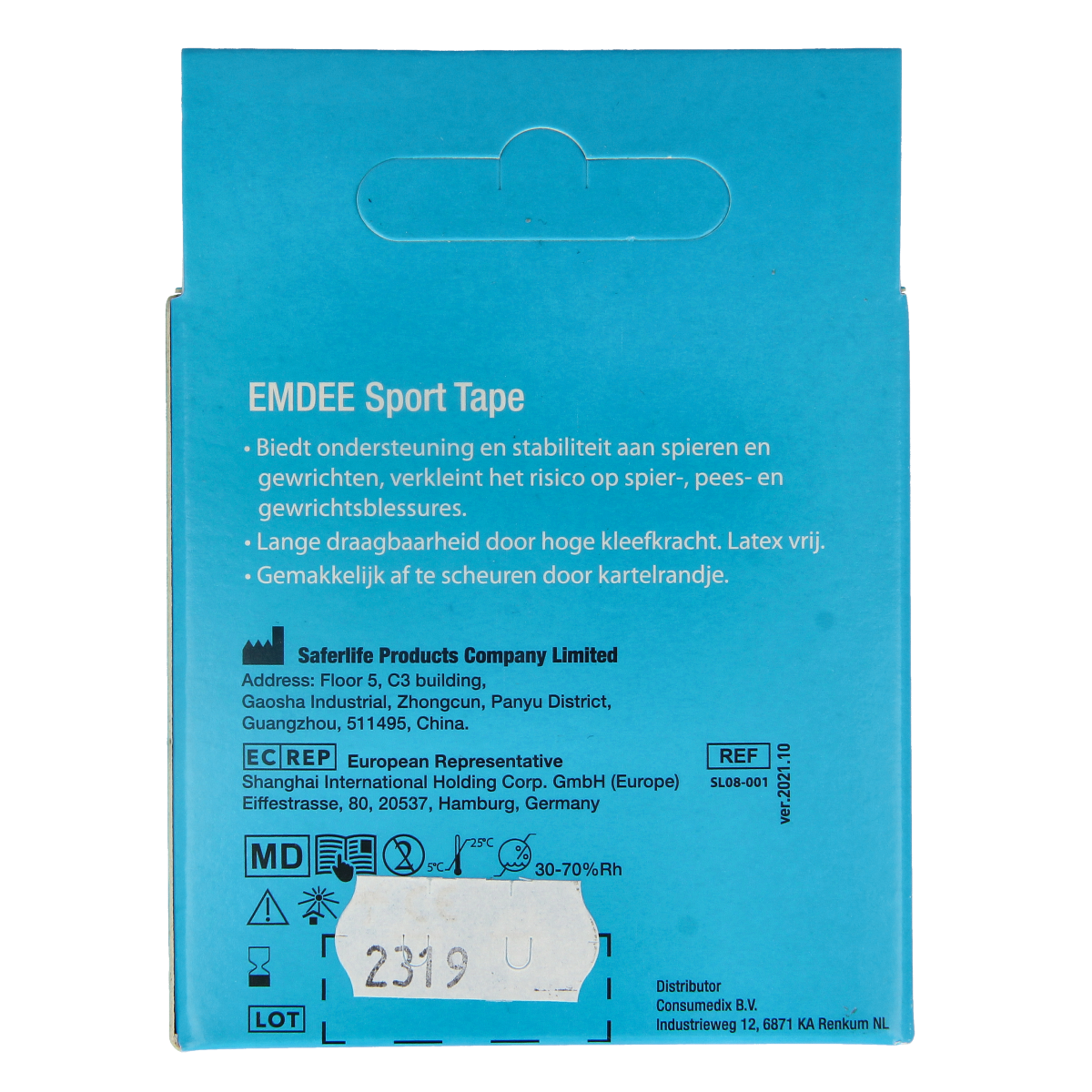 Emdee Sport tape 3.8cm x 10m wit 1.00 Stuks