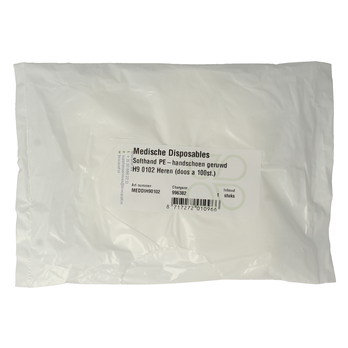 Softhand Onderzoekshandschoen soft polyester heren 100.00 Stuks