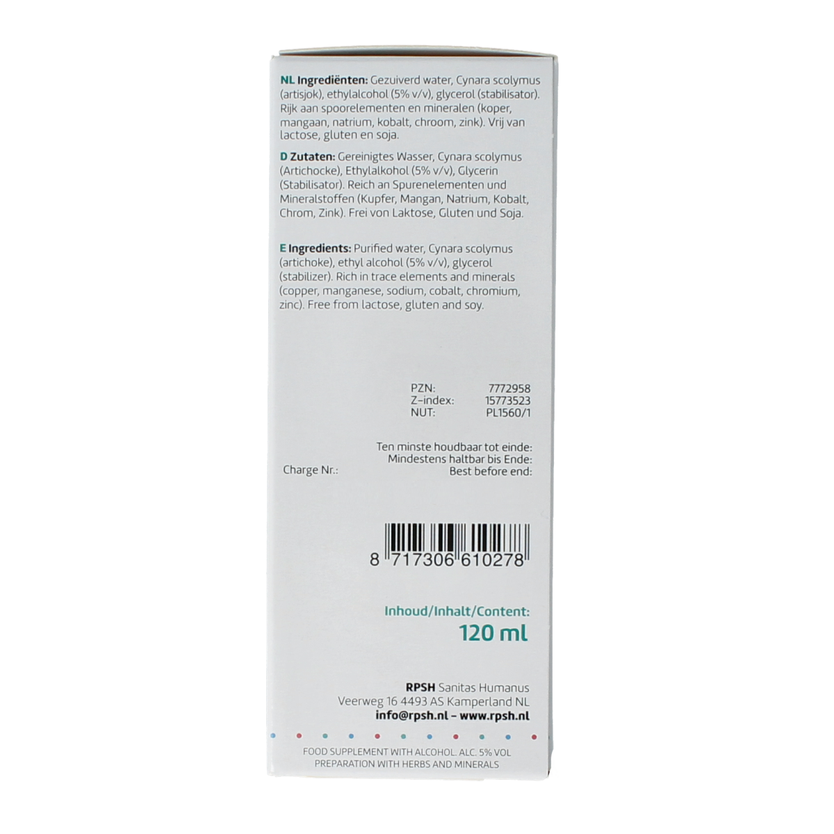 RPSH Oligo Cynara scolymus - Artisjok 120.00 Milliliter