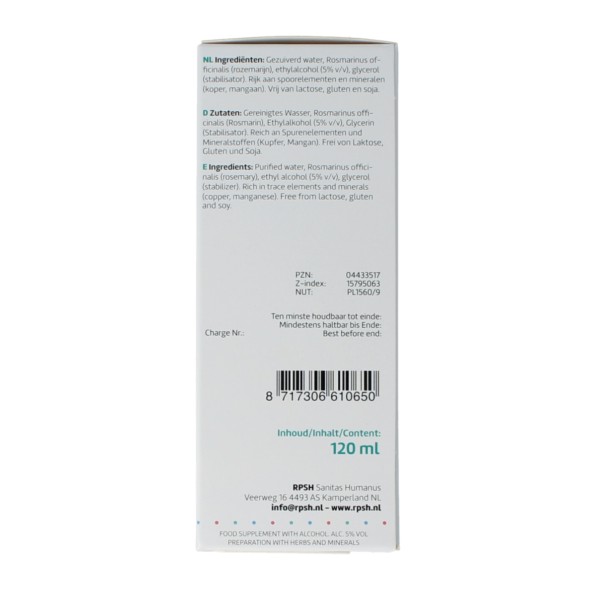 RPSH Oligo Rosmarinus officinalis - Rozemarijn 120.00 Milliliter