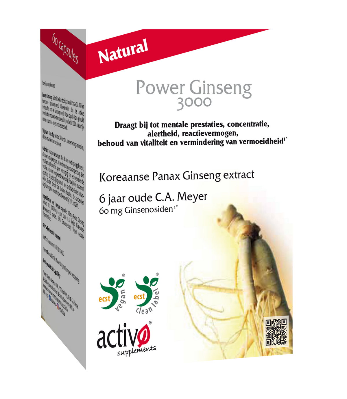 Activo Power ginseng 3000 60.00 Vegetarische capsules