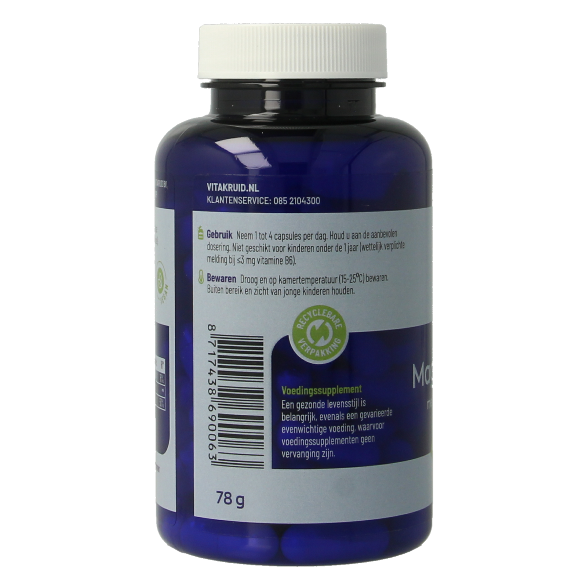Vitakruid Magnesium Tauraat met Vitamine B6 (P-5-P) 90.00 Vegetarische capsules