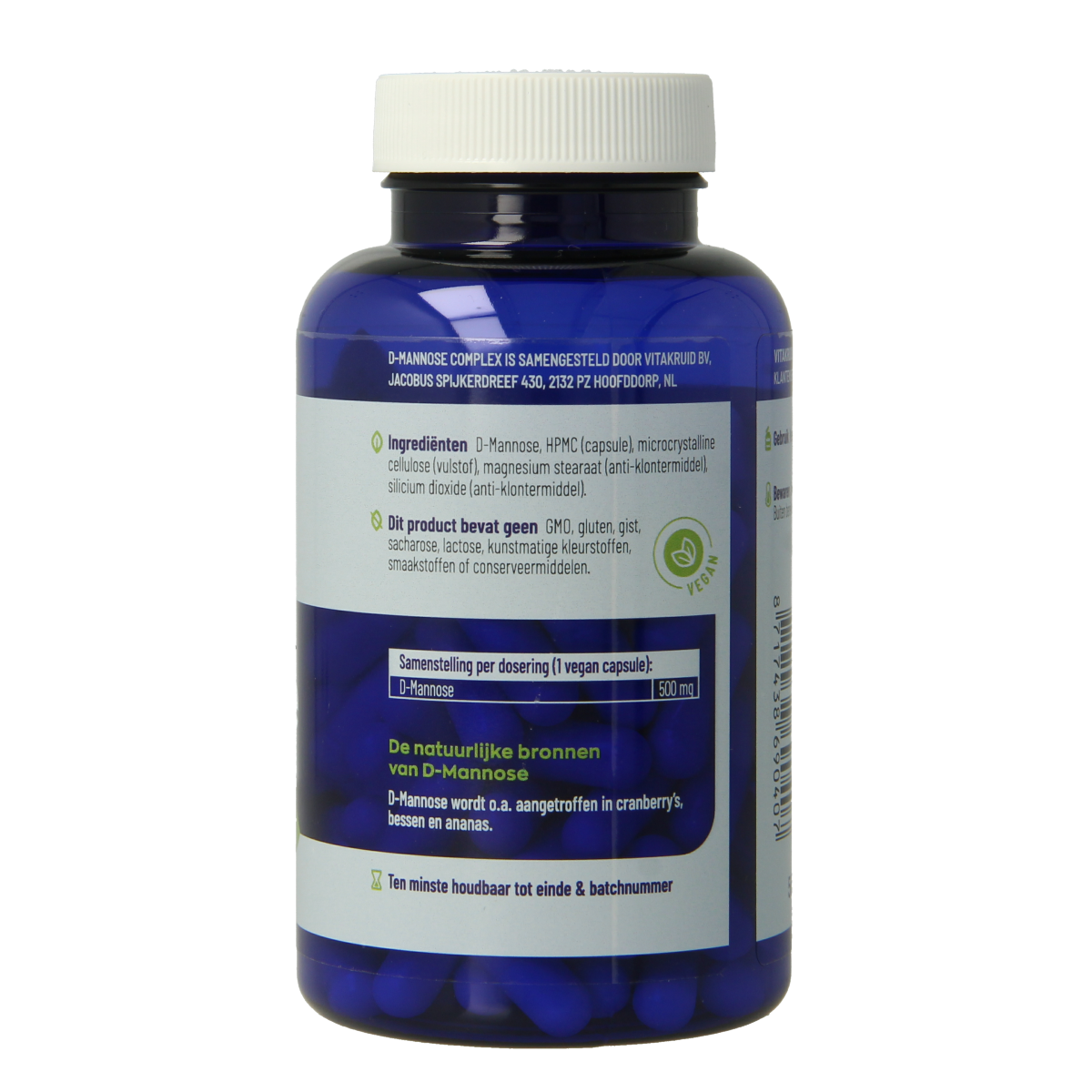 Vitakruid D-Mannose 500 gewonnen uit Cranberry 90.00 Vegetarische capsules