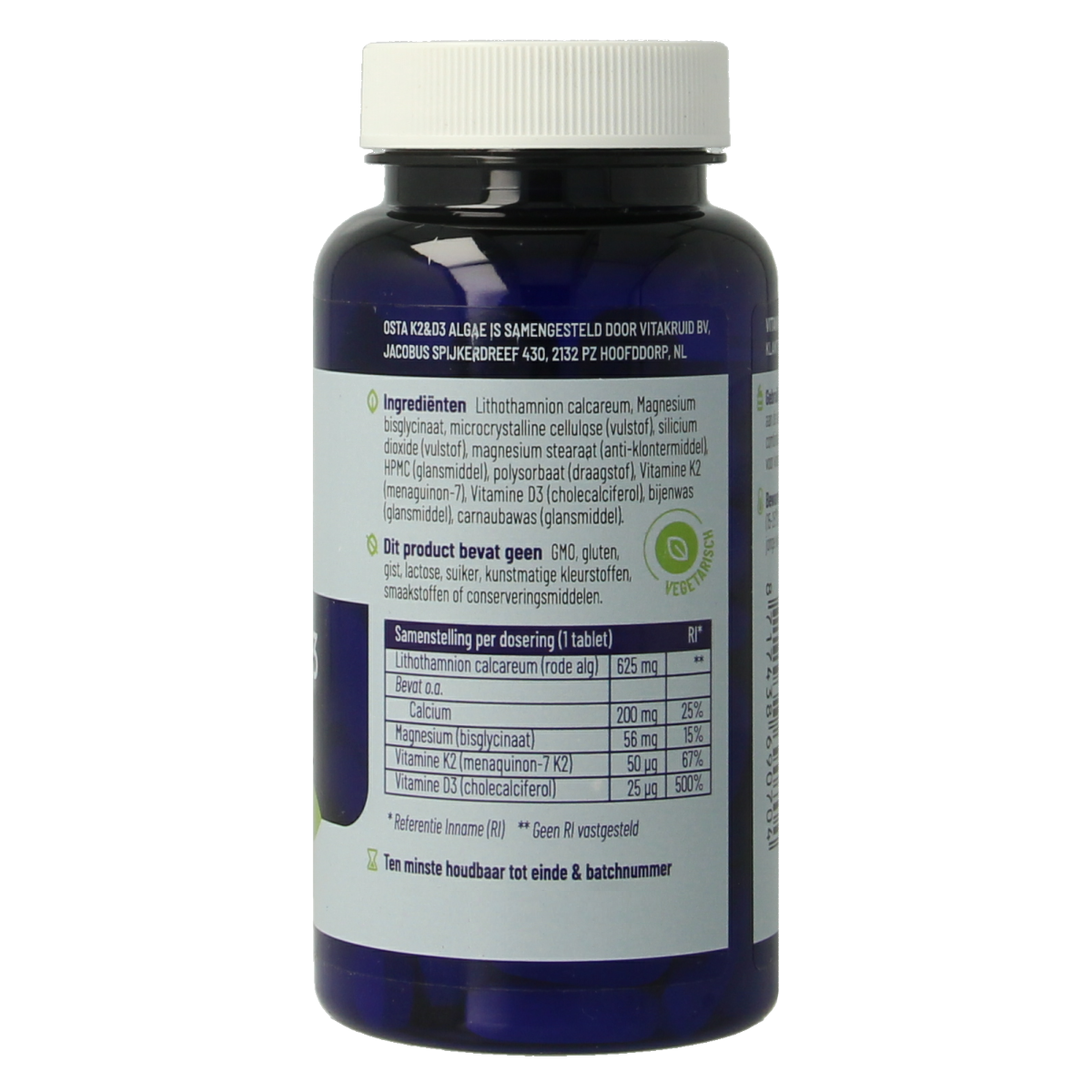 Vitakruid Osta K2 & D3 Algae met Calcium & Magnesium 90.00 Tabletten