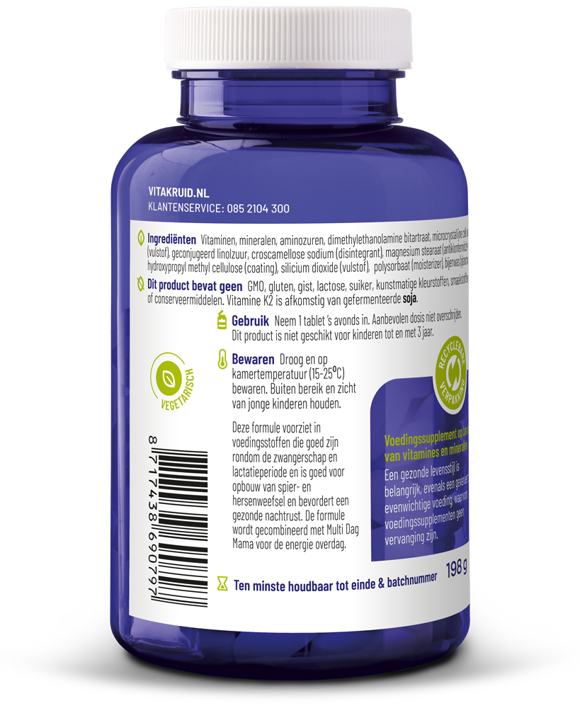Vitakruid Multi Nacht Mama 100% Vegan 90.00 Tabletten