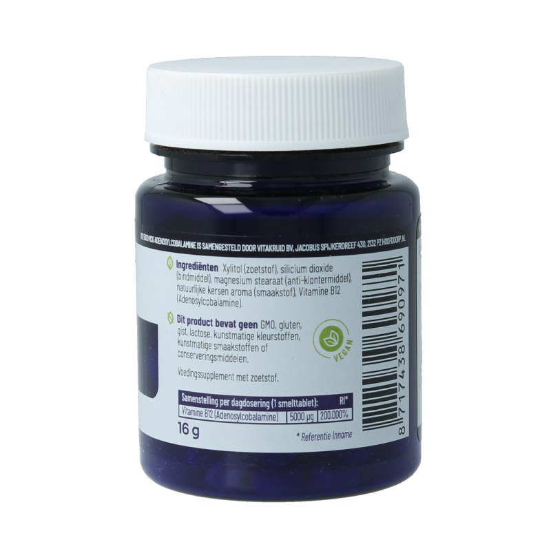 Vitakruid B12 5000 mcg Actief Adenosylcobalamine 60 Smelttabletten