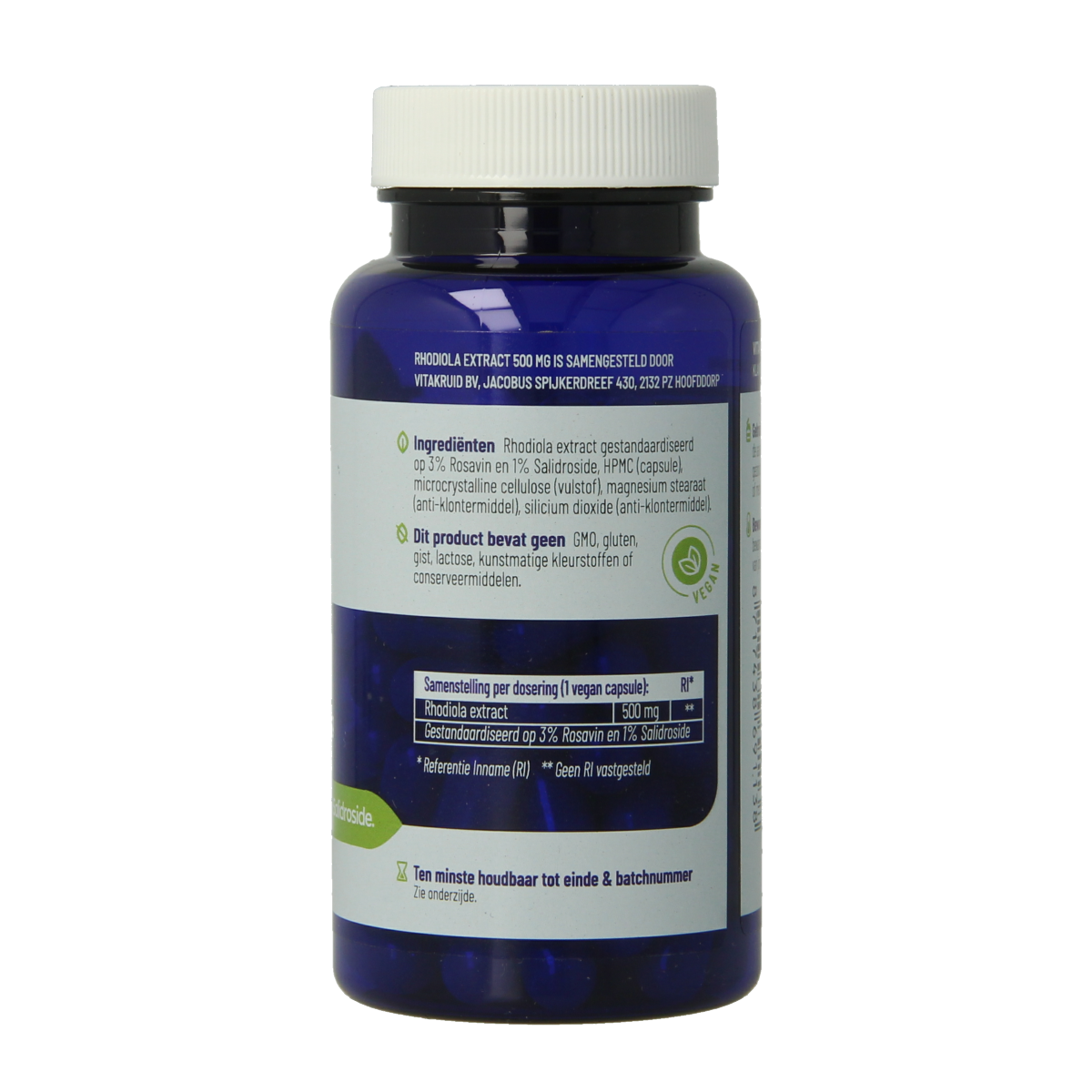 Vitakruid Rhodiola extract 500 mg 3% Rosavin 1% Salidroside 60.00 Vegetarische capsules