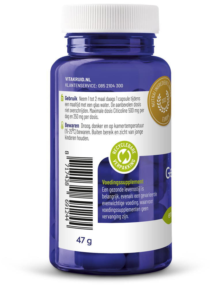 Vitakruid Geheugenformule oa Bacopa monnieri Citicoline OPC 60.00 Vegetarische capsules
