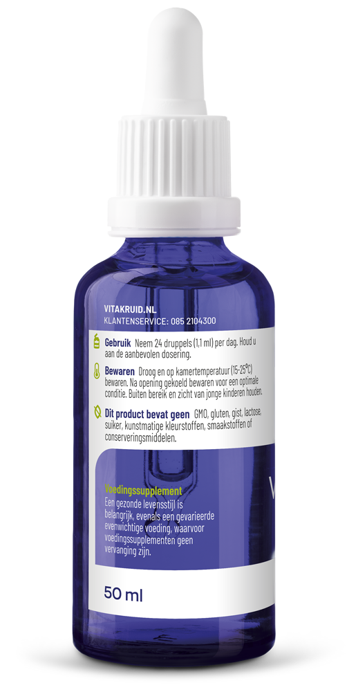 Vitakruid Vegan Omega 3 algenolie 1250 tryglyceriden 500 DHA 50.00 Milliliter