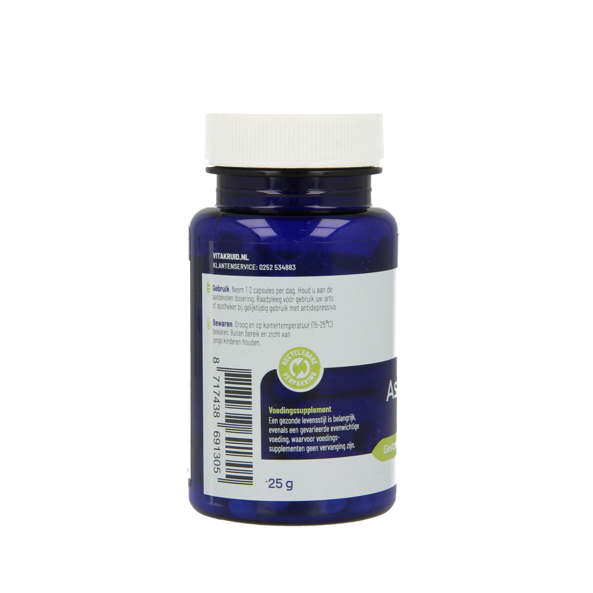 Vitakruid Ashwagandha 5% withanoliden KSM-66 & Bioperine 60.00 Vegetarische capsules