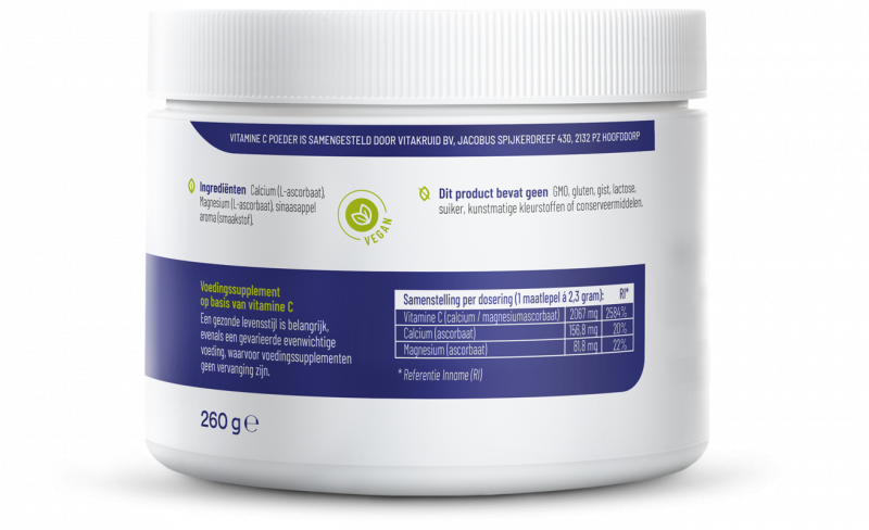 Vitakruid Vitamine C poeder calcium- & magnesiumascorbaat 260.00 Gram