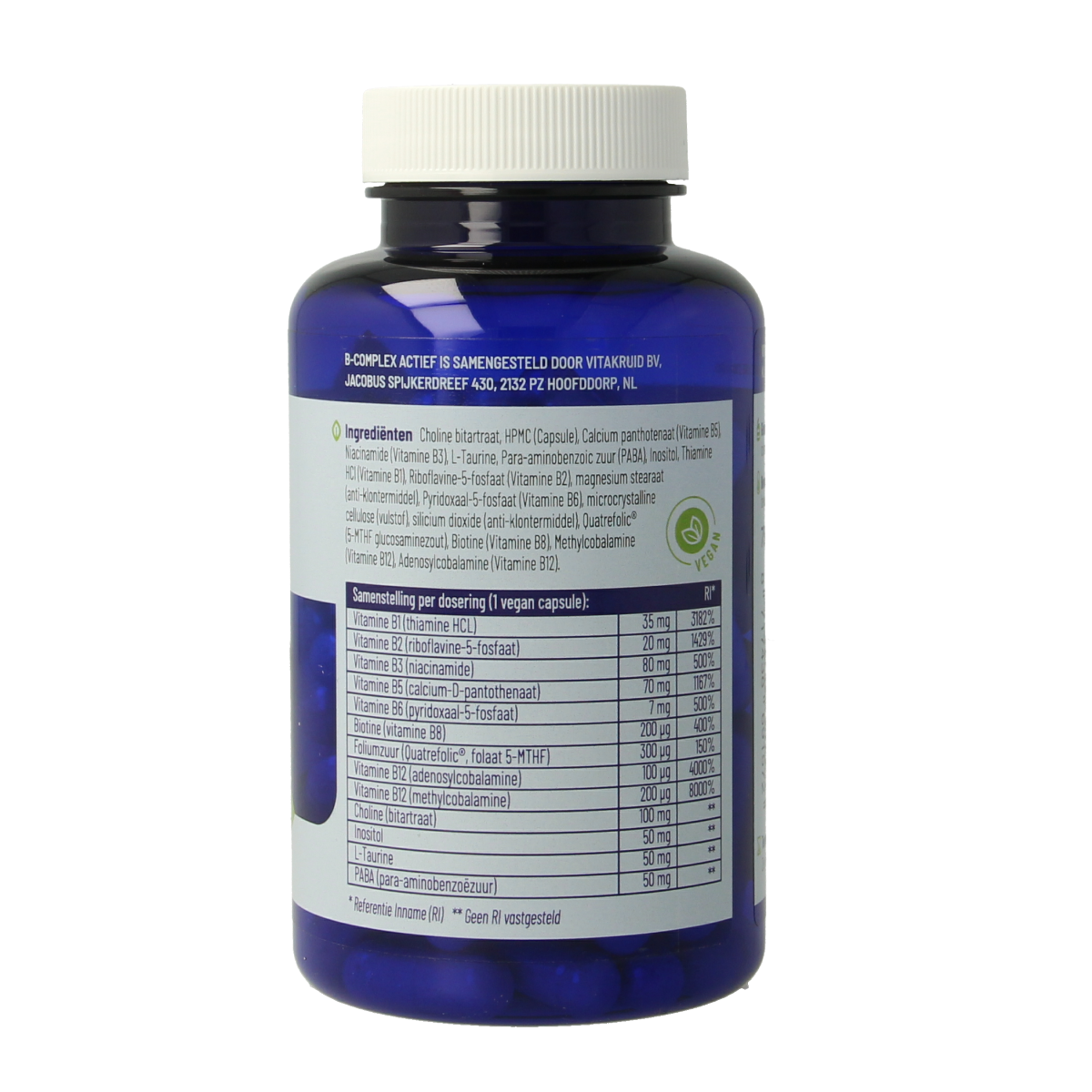 Vitakruid B-Complex Actief met L-Taurine 90.00 Vegetarische capsules