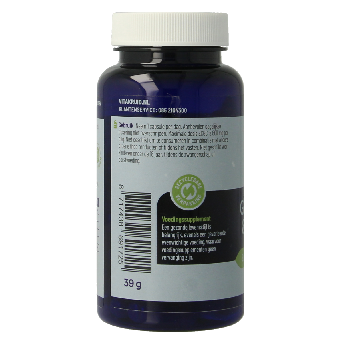 Vitakruid Groene Thee & Bioperine >50% EGCG >80% catechines 60.00 Vegetarische capsules