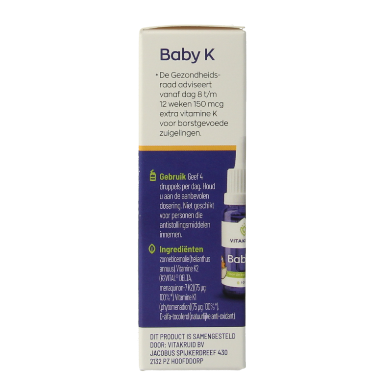 Vitakruid Vitamine K & D baby druppels 10ml 20 Milliliter