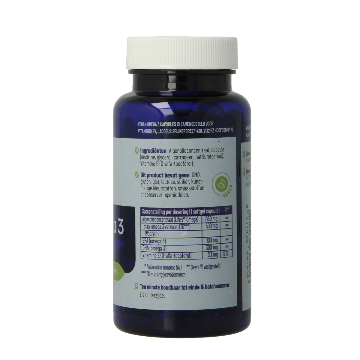 Vitakruid Vegan omega 3 1000 triglyceriden 300 DHA 100 EPA 60.00 Softgels