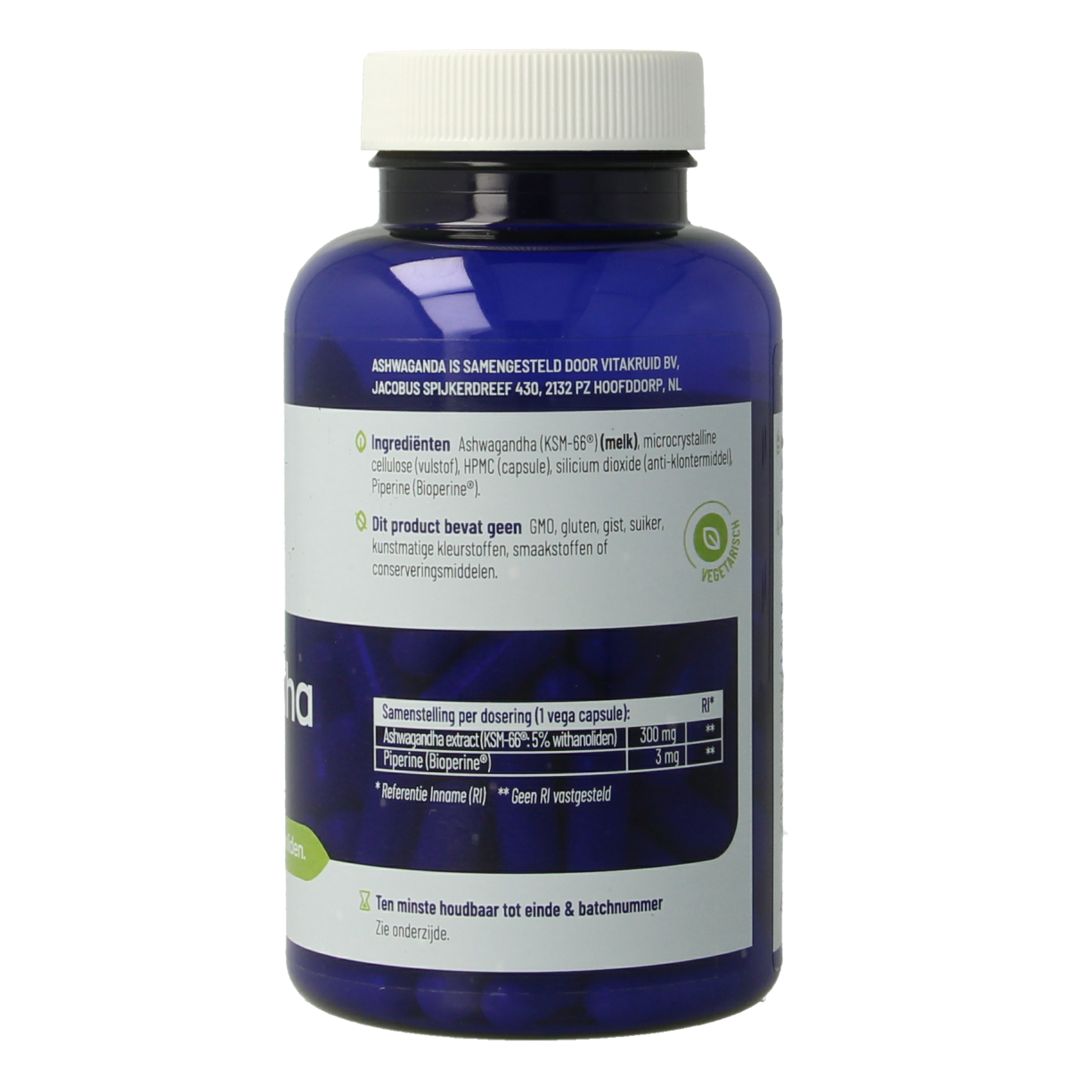 Vitakruid Ashwagandha 5% withanoliden KSM-66 & Bioperine 90.00 Vegetarische capsules