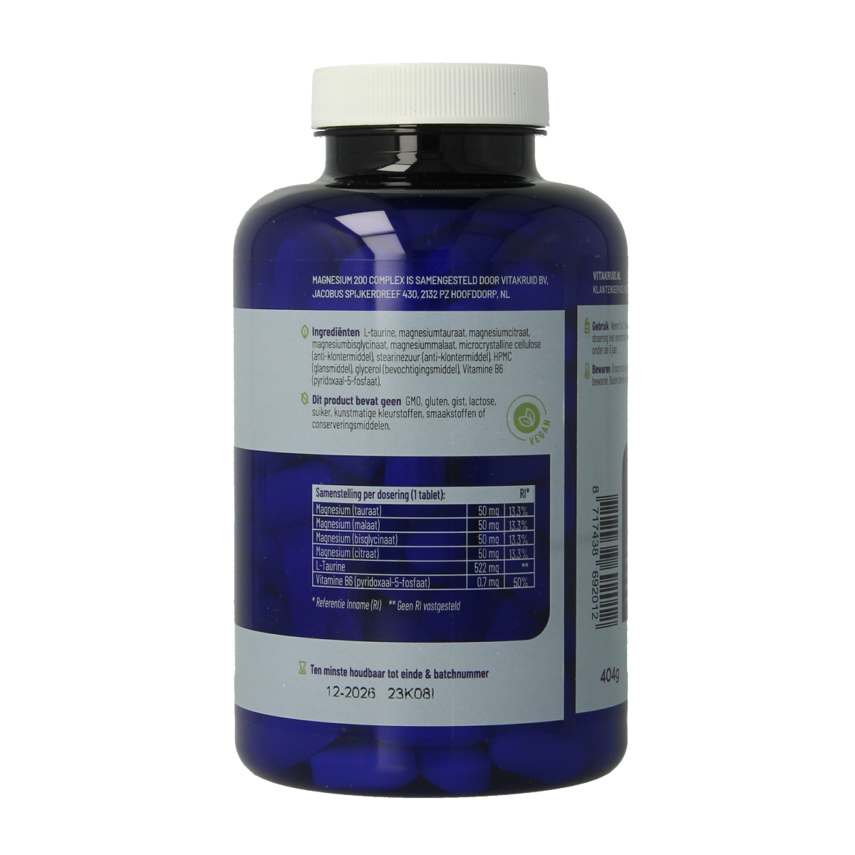 Vitakruid Magnesium 200 Complex Tauraat Malaat Bisglycinaat 180.00 Tabletten