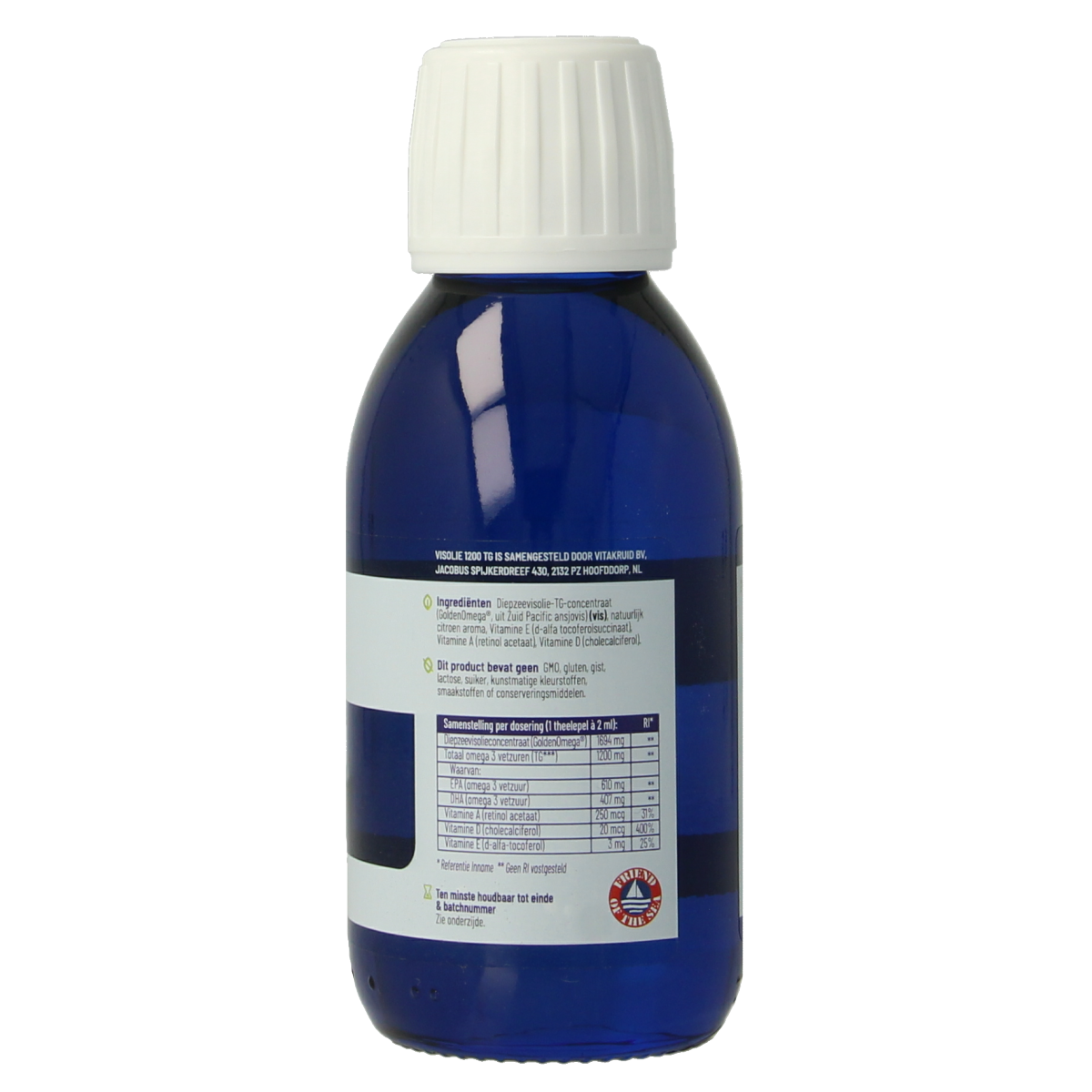 Vitakruid Visolie 1200 Vloeibaar Triglyceriden met A, D & E 125.00 Milliliter