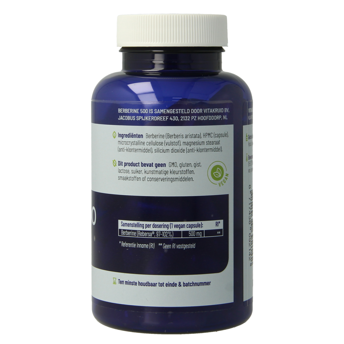 Vitakruid Berberine 500 Rebersa 97-102% berberine zouten 90.00 Vegetarische capsules