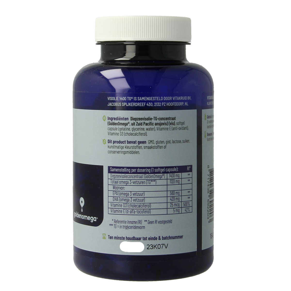 Vitakruid Visolie 1400 TG Triglyceriden met D3 90.00 Softgels