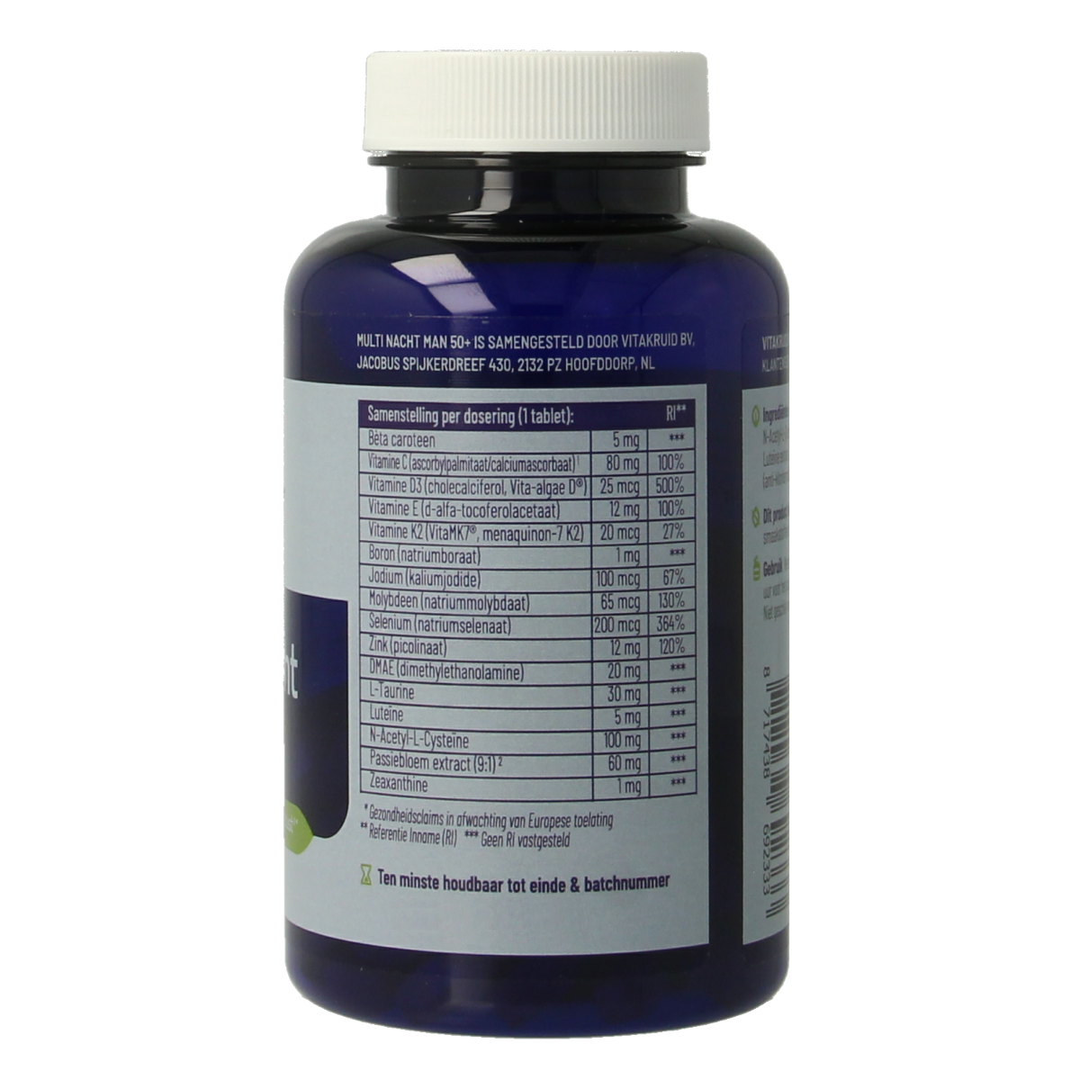 Vitakruid Multi Nacht Man 50+ 100% Vegan 90.00 Tabletten