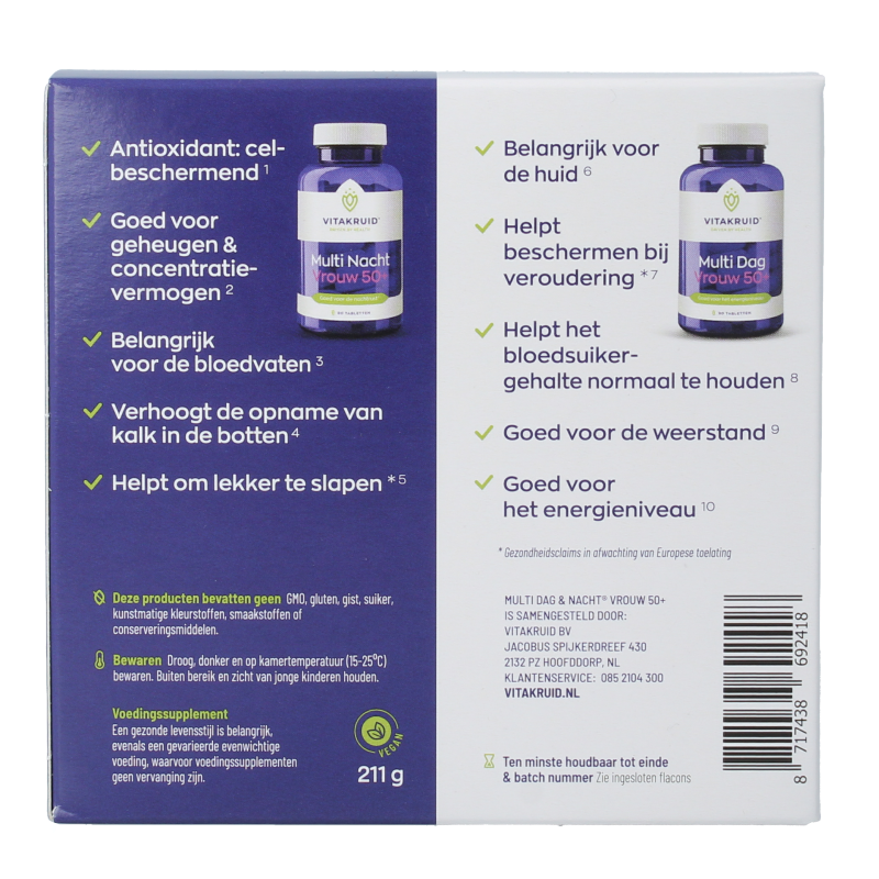 Vitakruid Multi Dag & Nacht Vrouw 50+ 2 x 90 180 Tabletten